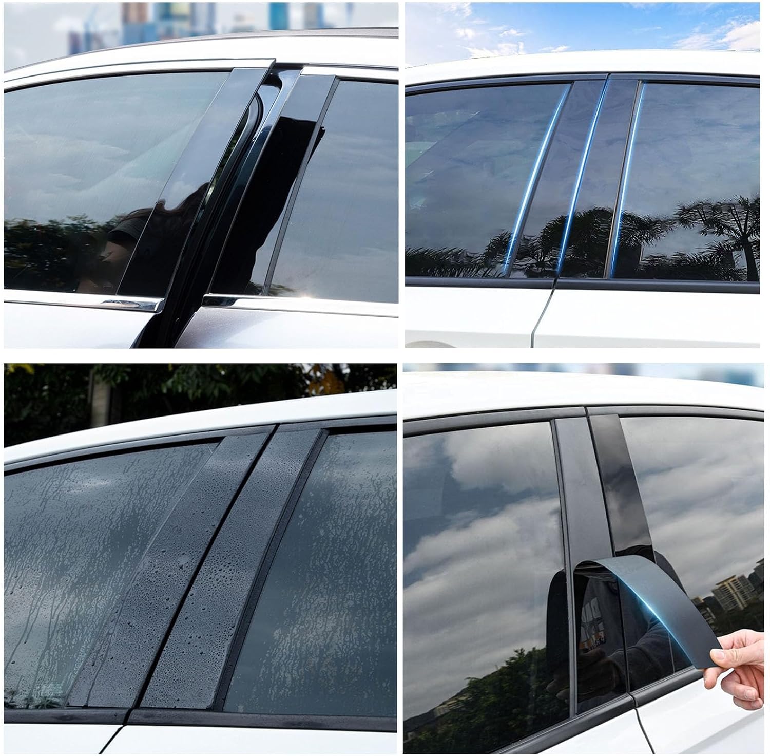 B Pillar Trim Fit for Chevrolet Impala 2020 2019 2018 2017 2016 2015 2014 Car Door Window Pillar C-Pillar Trim Anti-Scratch 6 pcs - Bright Black