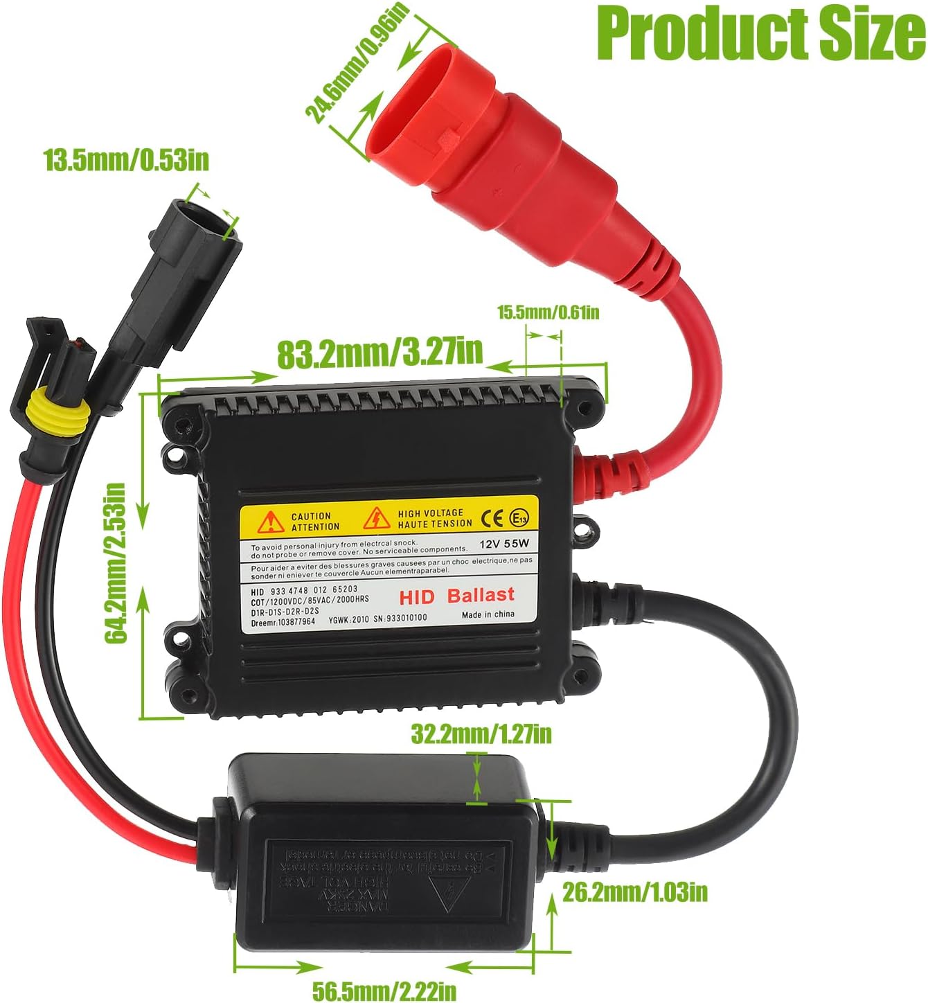 DC 12V 55W Ultrathin HID Ballast DC Xenon Lamp Ballast Automotive Headlight Stabilizer Suitable for H1 H3 H4 H7 H11 H13 9005 9006 9007 5202 880(Pack of 2pcs)