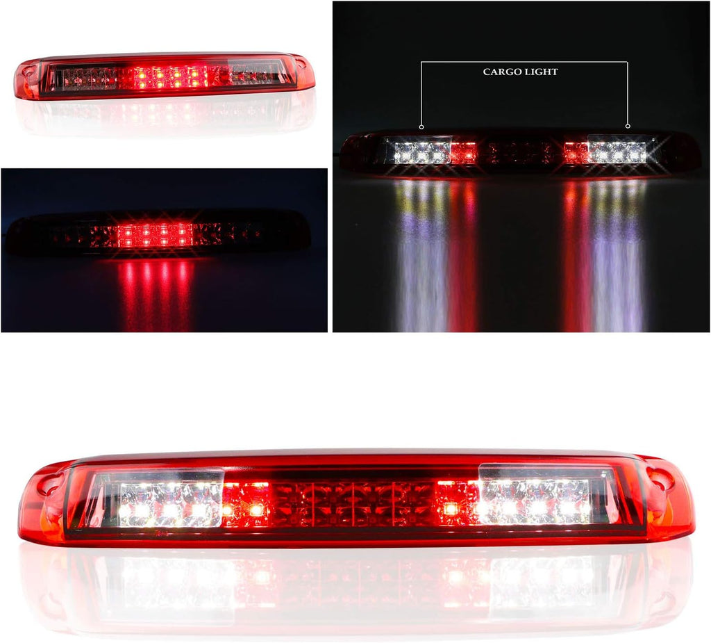 Tresound 3rd Third Brake Light for Chevy Silverado/GMC Sierra 1500 2500 3500 HD Classic 1999-2006 LED Cargo Light High Mount Lamp, Chrome Housing Red Lens