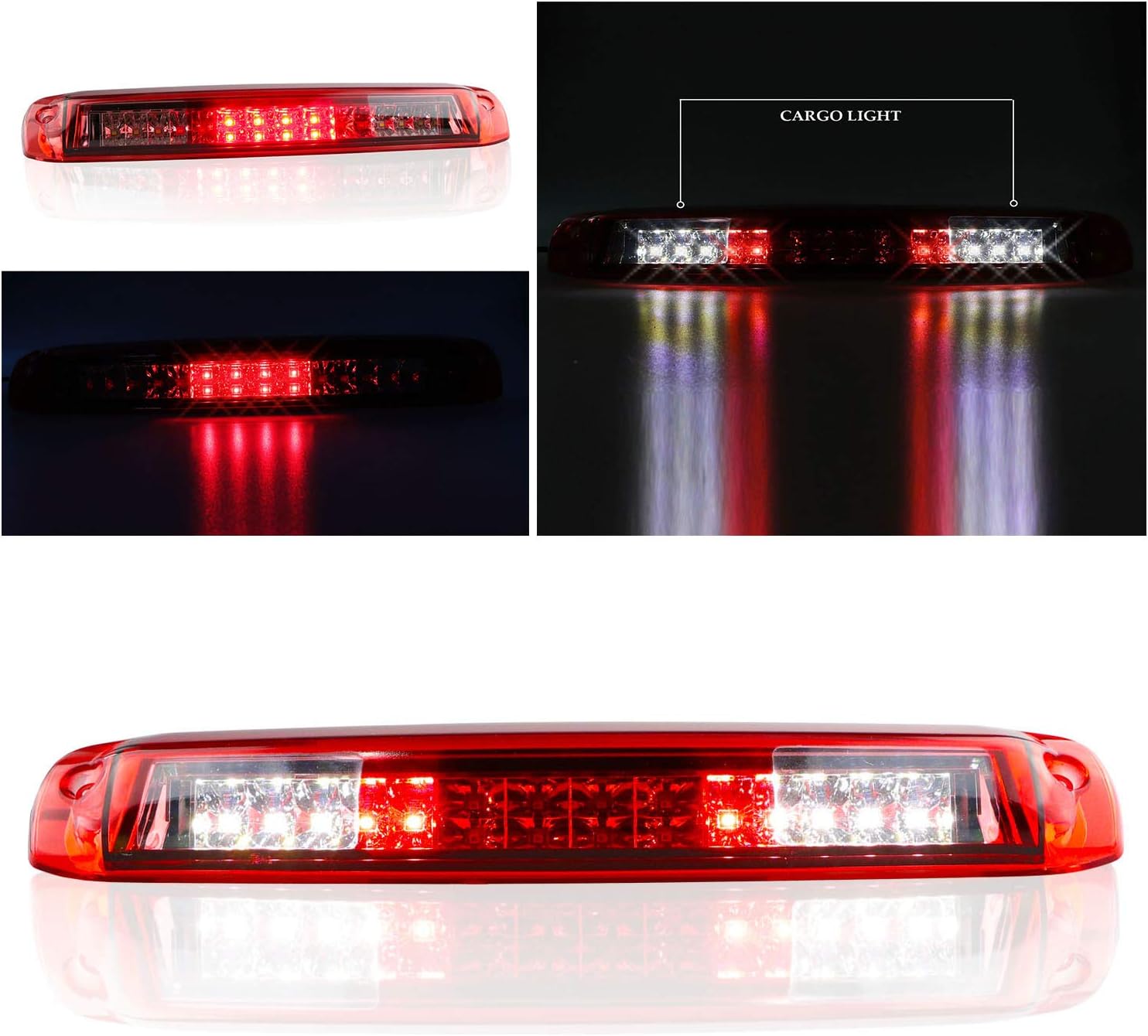 Tresound 3rd Third Brake Light for Chevy Silverado/GMC Sierra 1500 2500 3500 HD Classic 1999-2006 LED Cargo Light High Mount Lamp, Chrome Housing Red Lens