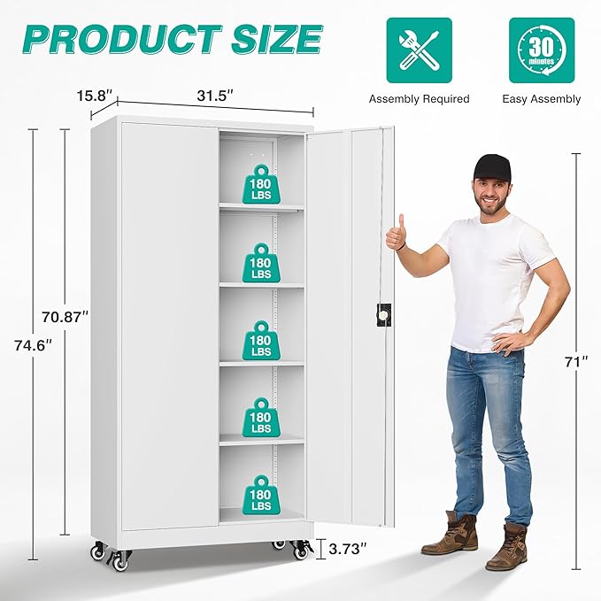 75" Tall Metal Storage Cabinet - Image 3