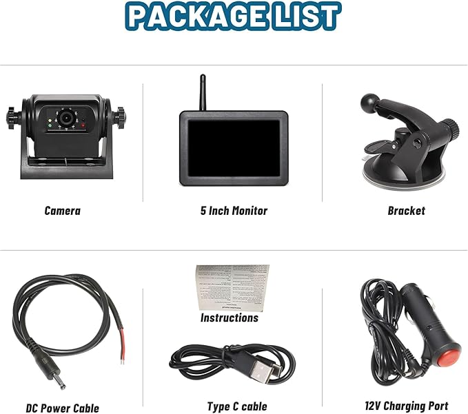 EWAY Wireless WiFi Magnetic Hitch Backup Camera 1080P HD Rechargeable Battery - Image 8