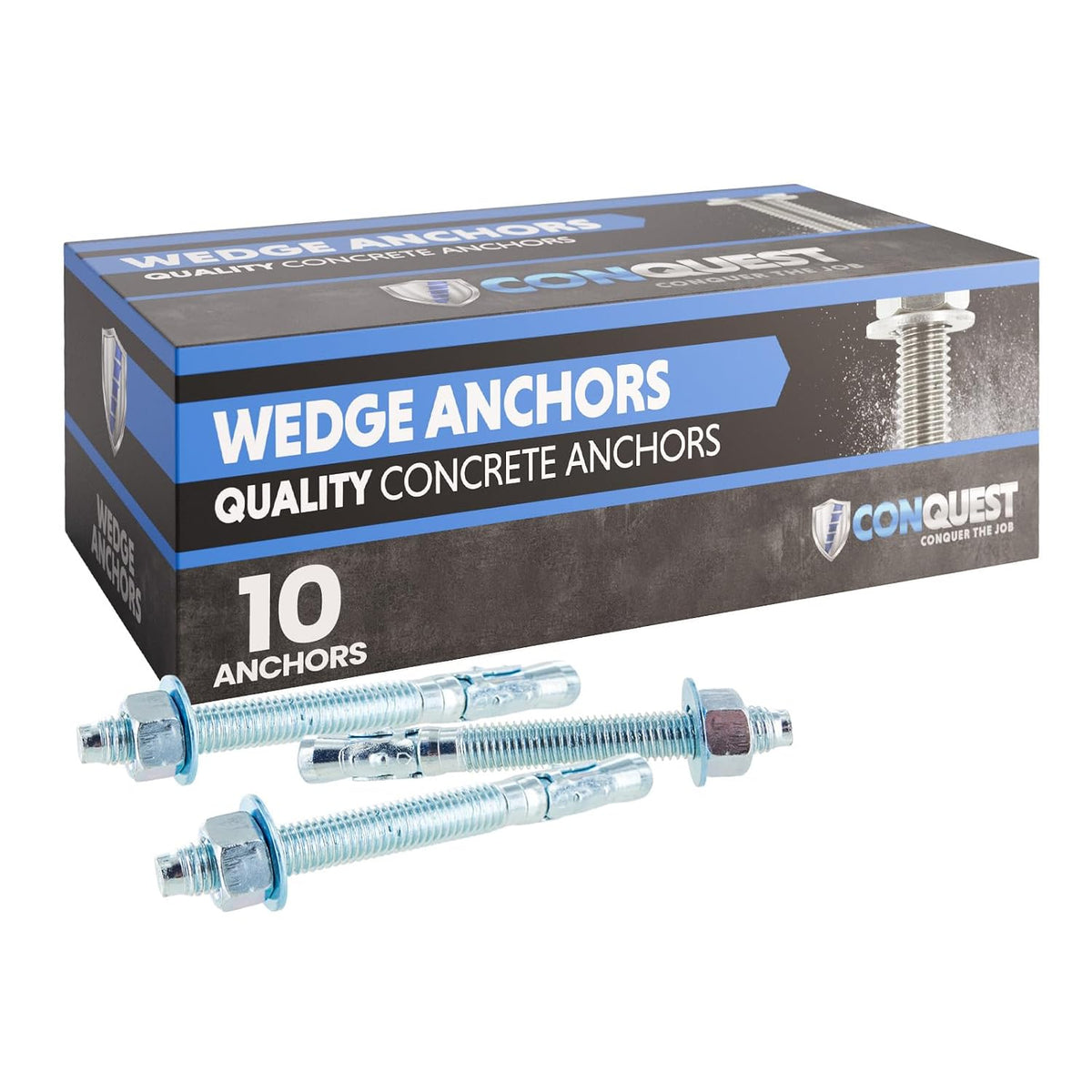 conquest zinc plated wedge anchors for concrete 3/4”, main product view