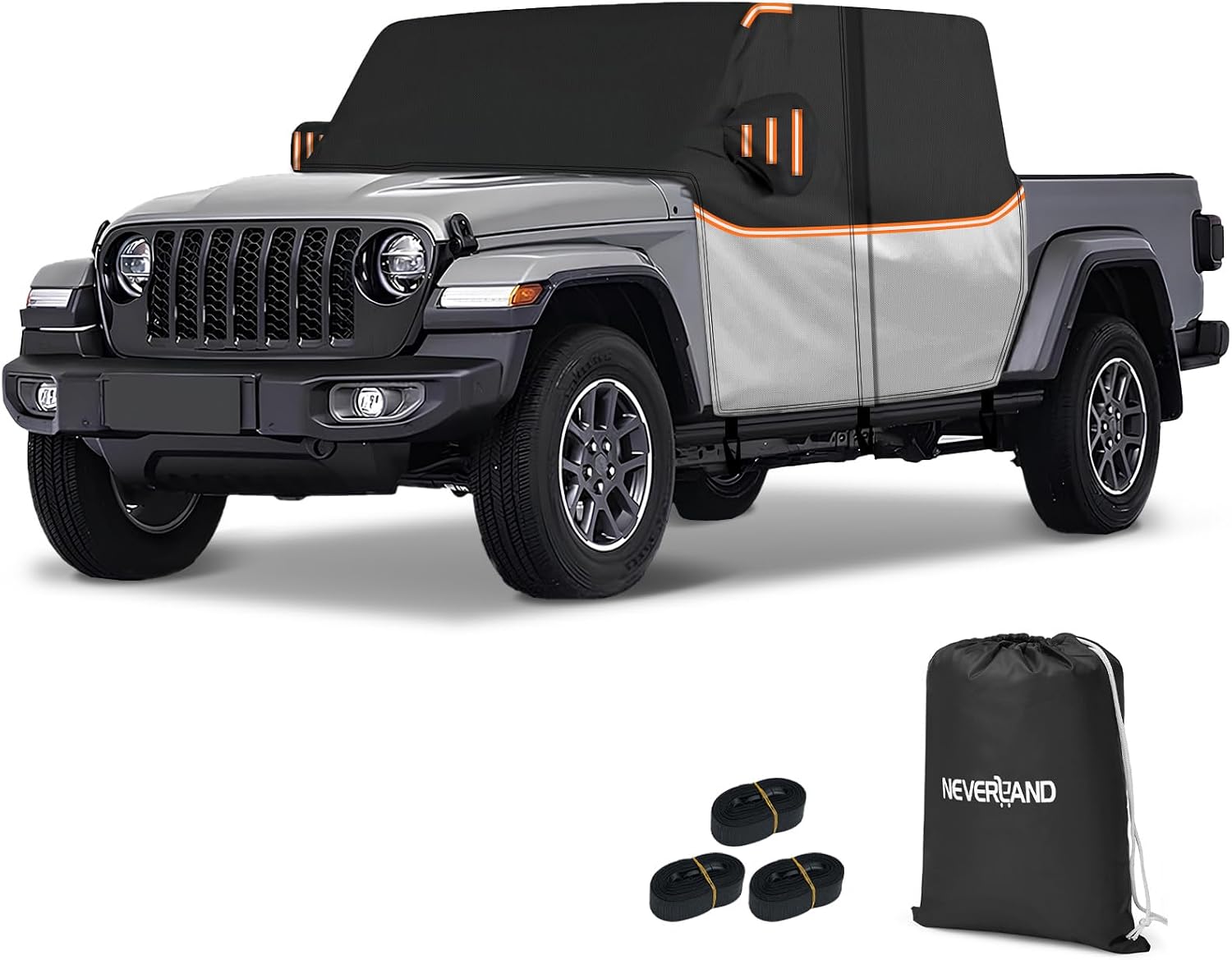 Cab Cover for Jeep Gladiator JT 2019-2026 - All Weather Waterproof Gladiator Half Car Cover,Outdoor Jeep Cab Cover Rain Covers for Sun Snow UV Protection with Door Zipper Windproof Straps