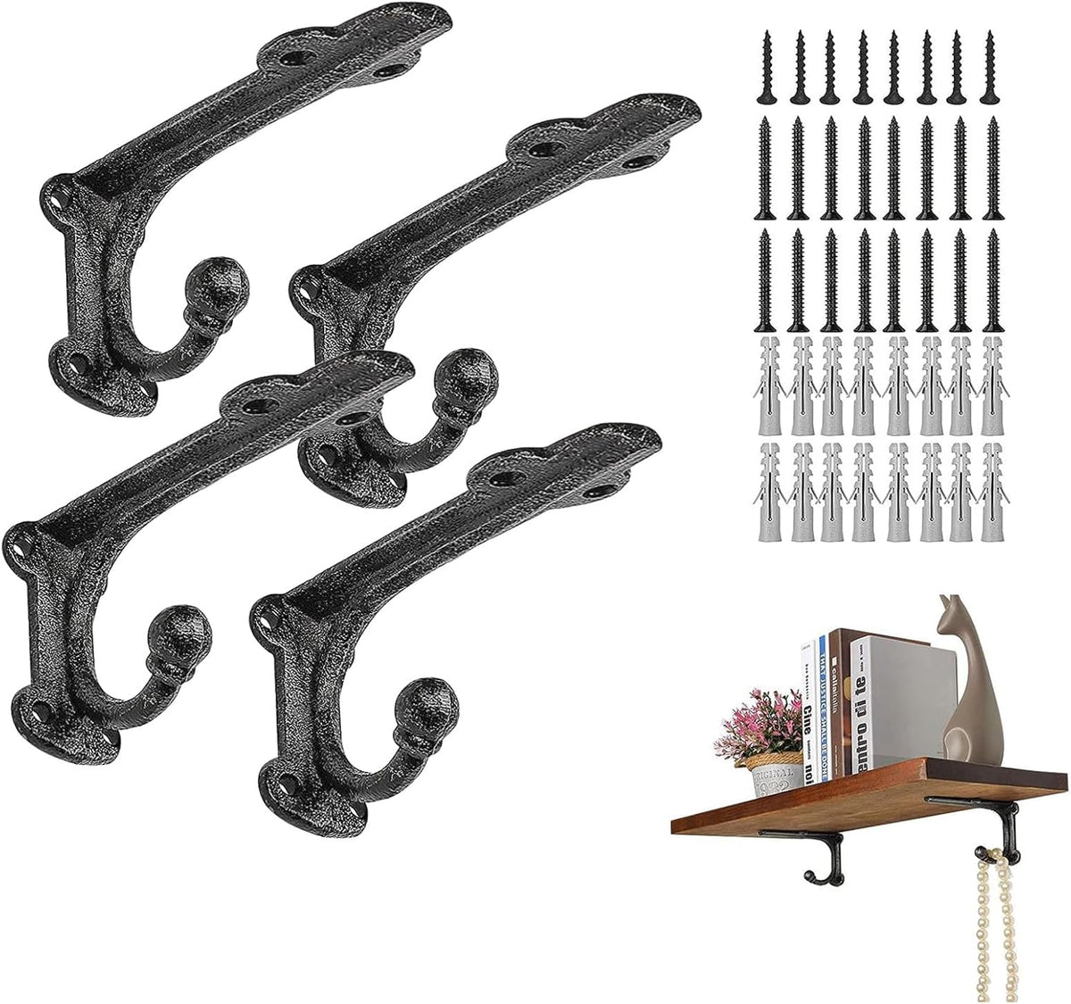 cast iron shelf brackets 4 inch, 4 pack, main product view