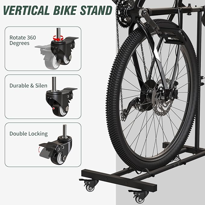 Vertical Bike Stand, Upright Bike Parking Rack Floor, Adjustable Bicycle Storage - Image 4