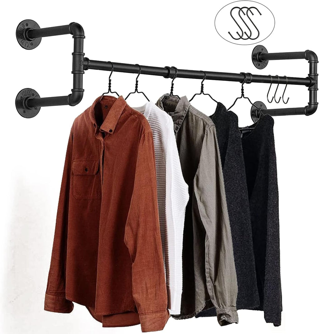 wall mounted clothes rack - 54" industrial pipe, main product view