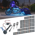 LEDGlow 12pc Advanced Million Color LED Motorcycle Accent Underlow Light Kit - 15 Solid Colors - 6 Patterns - Multi-Color Flexible Strips - Includes Waterproof Control Box & 2 Wireless Remotes