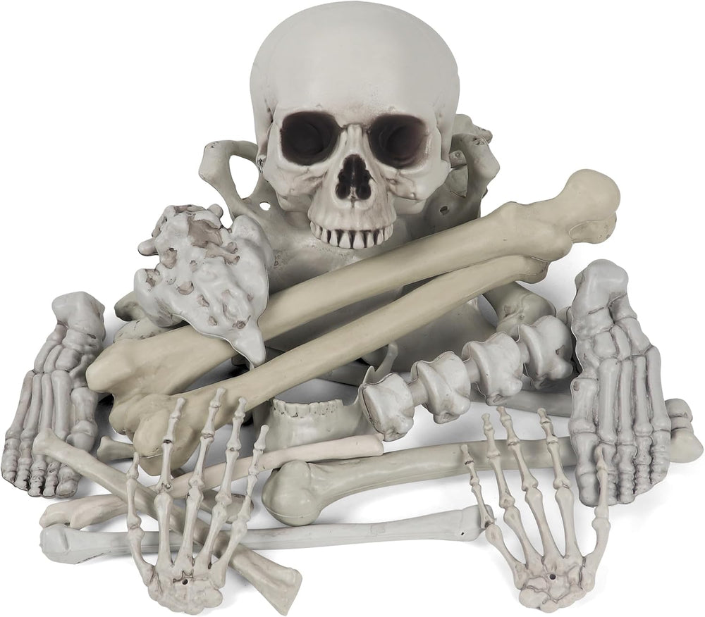 MOKRY PARTY Bag of Bones Halloween Life Size Skeleton Skull for Decoration an...