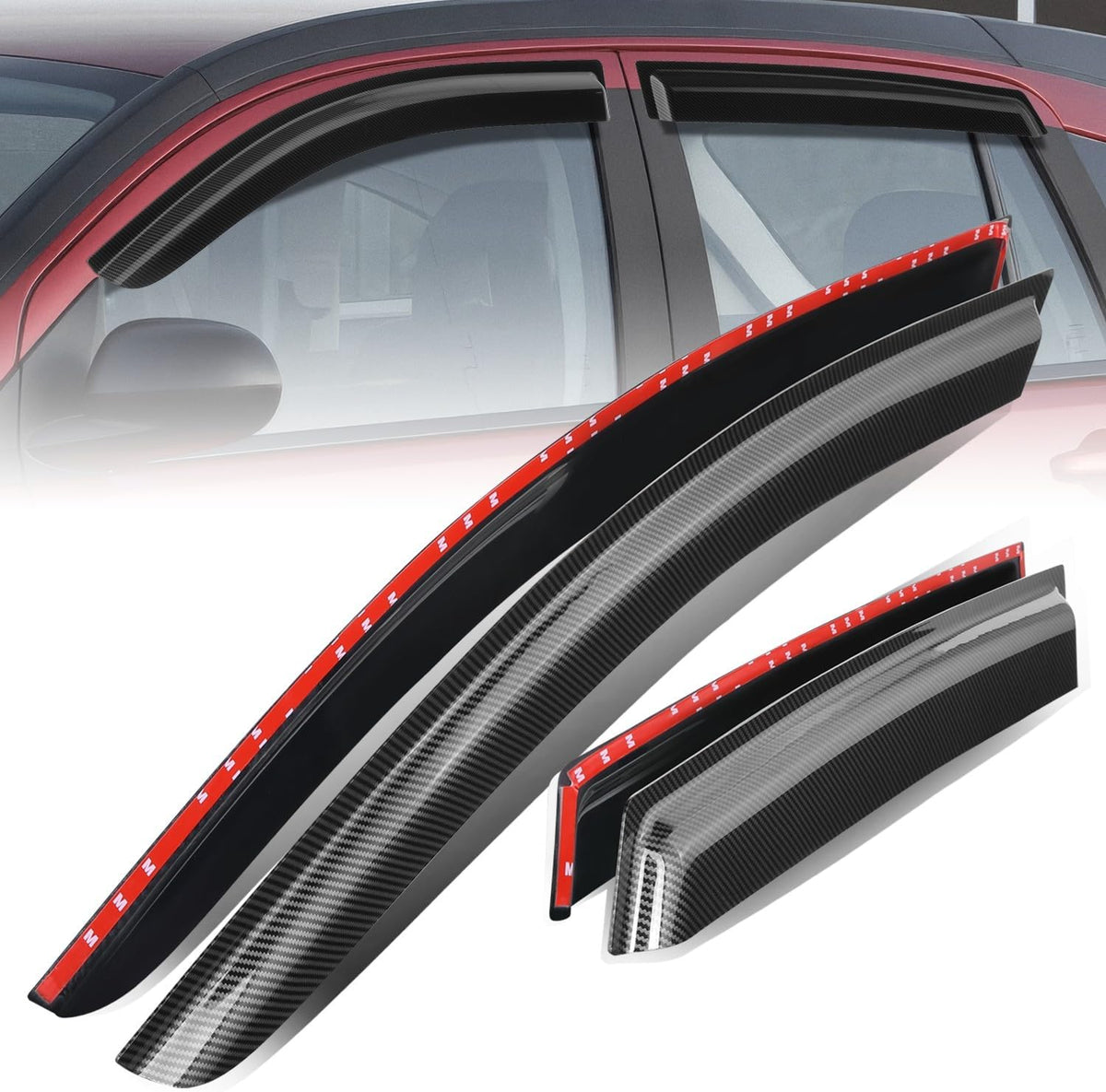 Auto Dynasty Set of 4 Carbon Fiber Pattern Window Visors Compatible