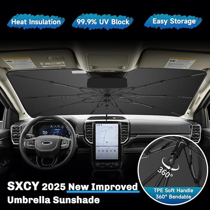 SXCY for 2024 2025 Ford Ranger Windshield Umbrella Sunshade 2024 2025 Ranger - Image 3