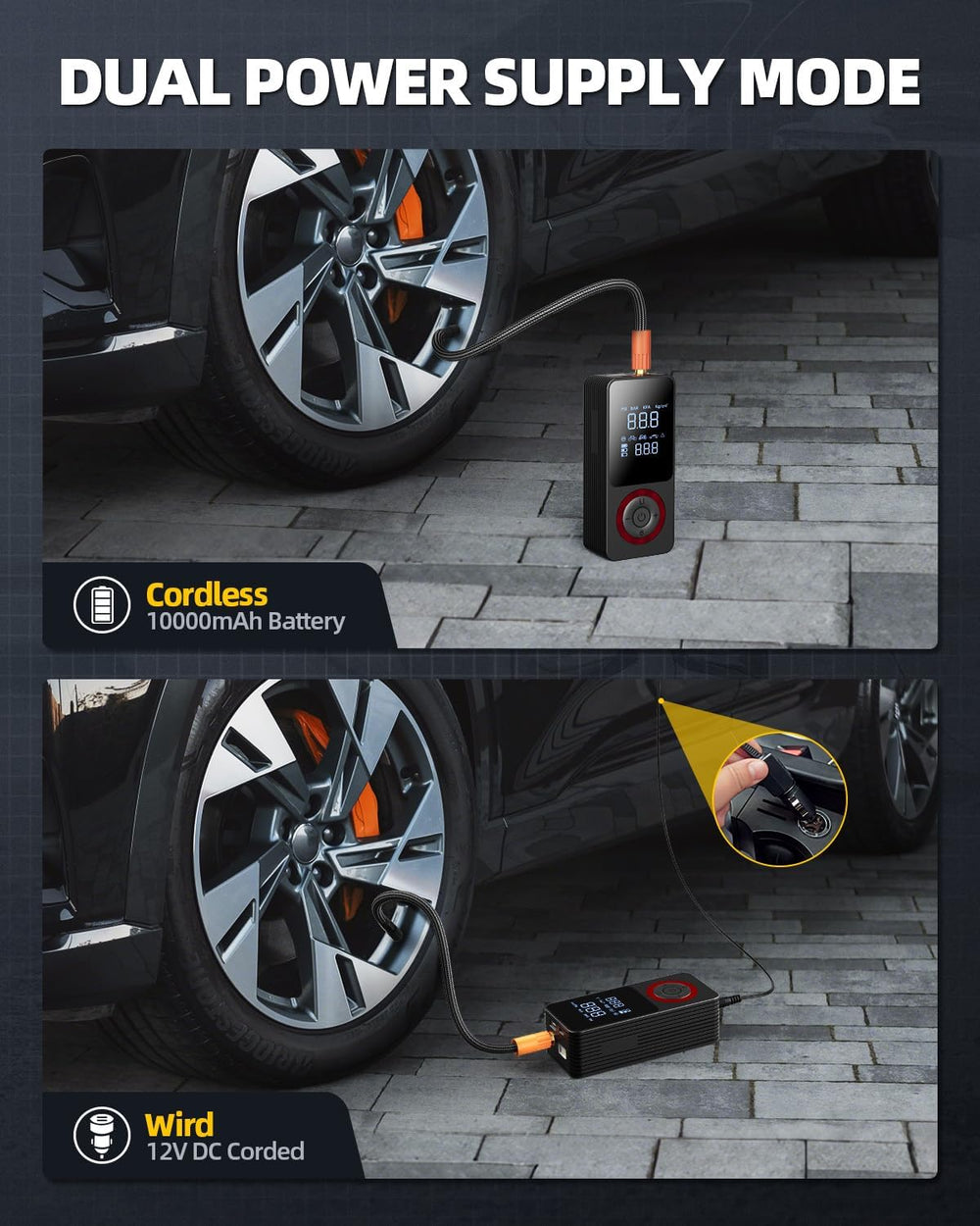 Tire Inflator Portable Air Compressor with Fast Inflation, Auto Shut-off, LED...