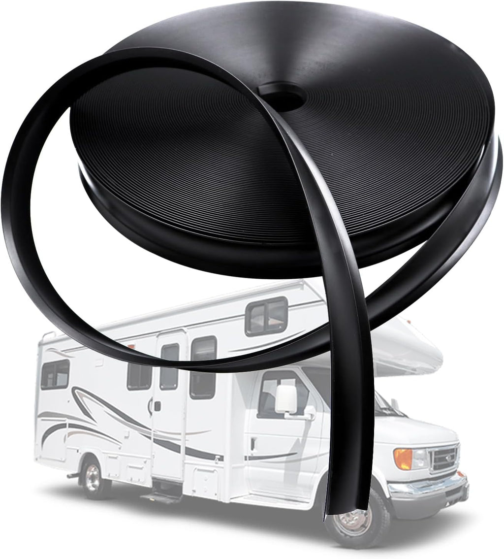 1" RV Vinyl Trim Molding Insert, 120FT RV Weather Stripping Exterior Screw Cover Trim Molding Exterior, Camper Weather Stripping Camper Trailer Roof Corner Gutter Seal Black