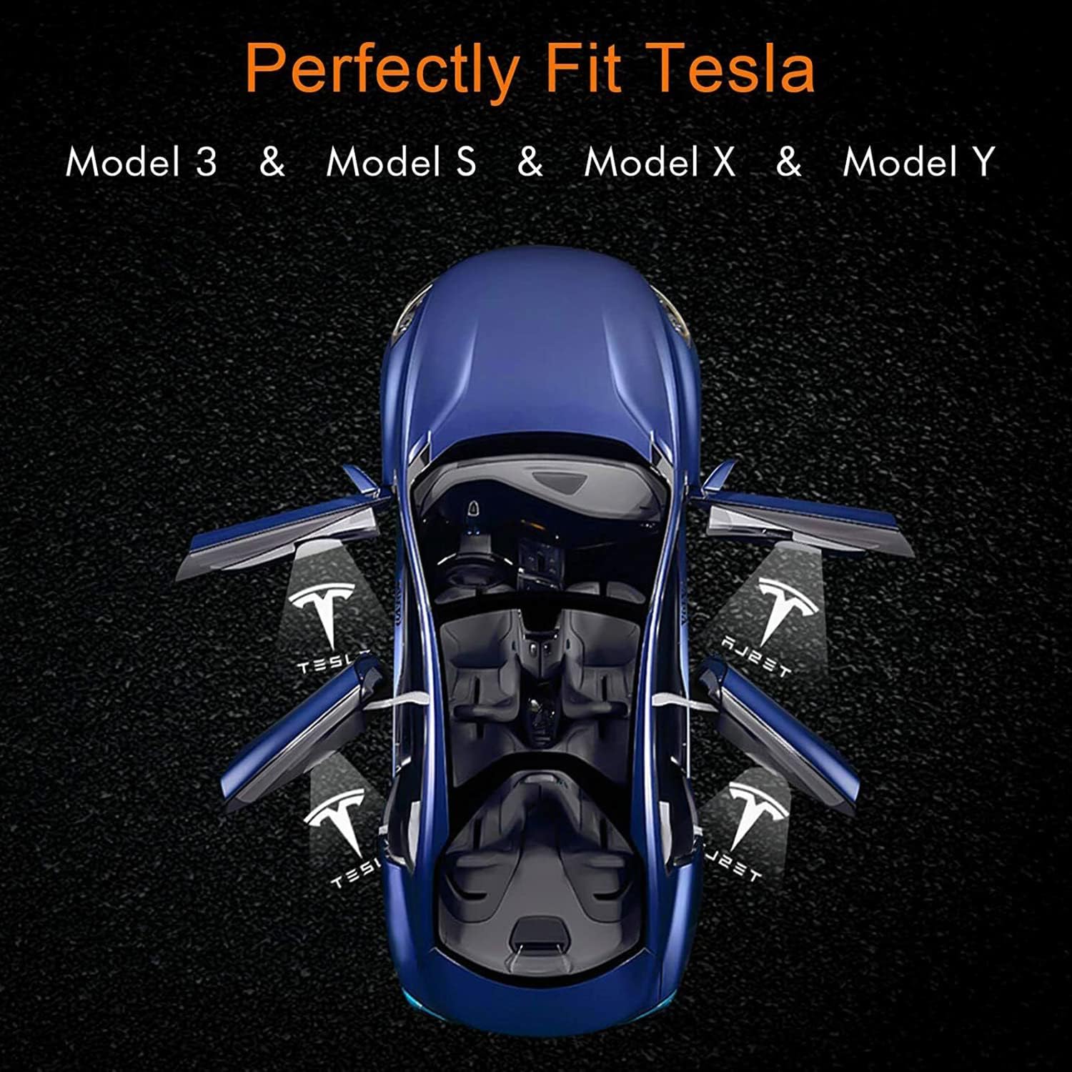 Car Door Lights for Model S/3/X/Y Logo Projector 4 Pack Tesla Puddle Lights LED Welcome Lights Ghost Shadow for Model 3/S/Y/X Accessories