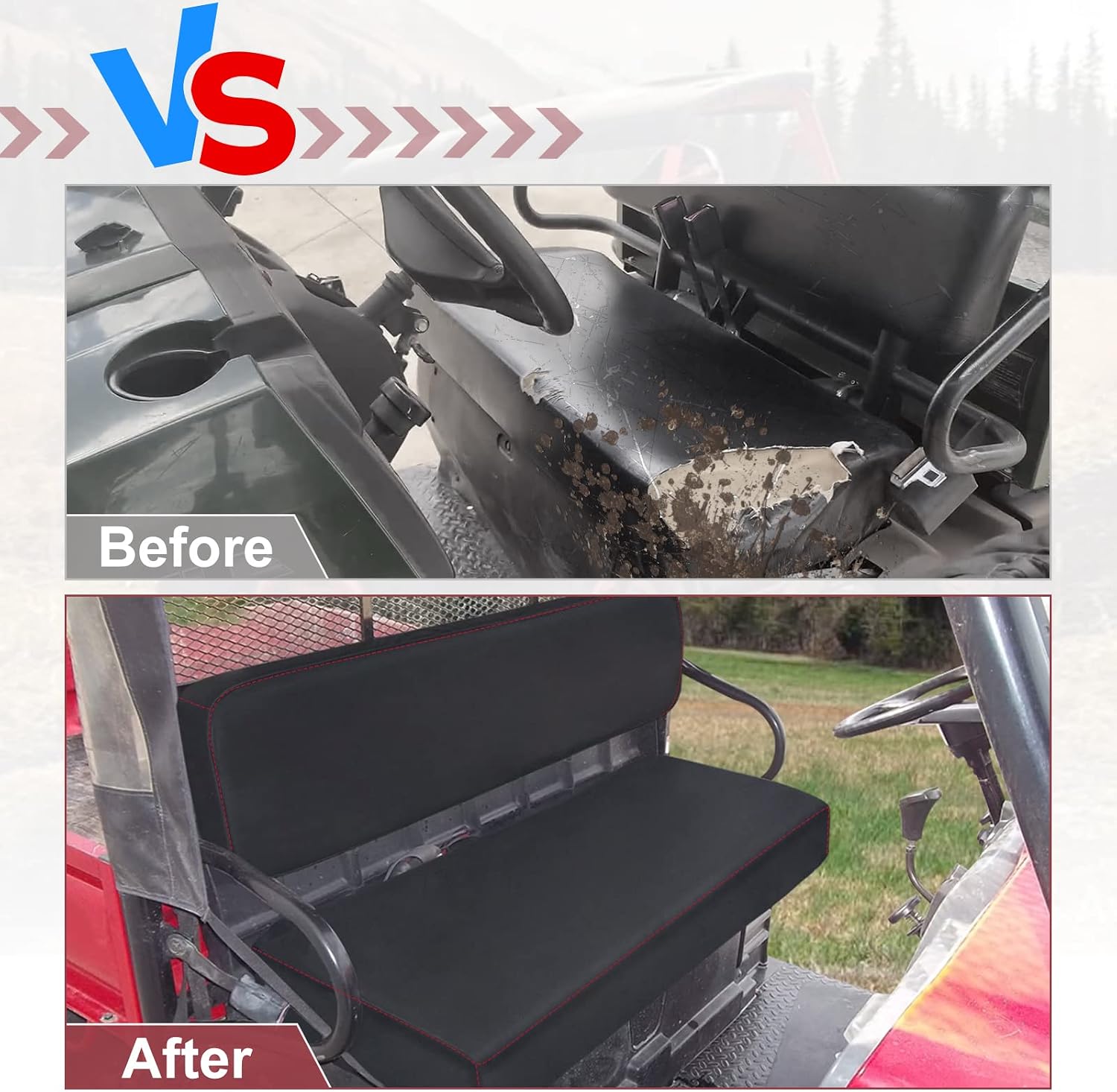 BORDAN UTV Waterproof Seat Cover for Kawasaki Mule 4000 4010 2009-2025, Heavy Duty 1680D Seat Covers for UTV Kawasaki Mule 3000 3010 2001-2008 Full Protection Outdoor (2 PCS)