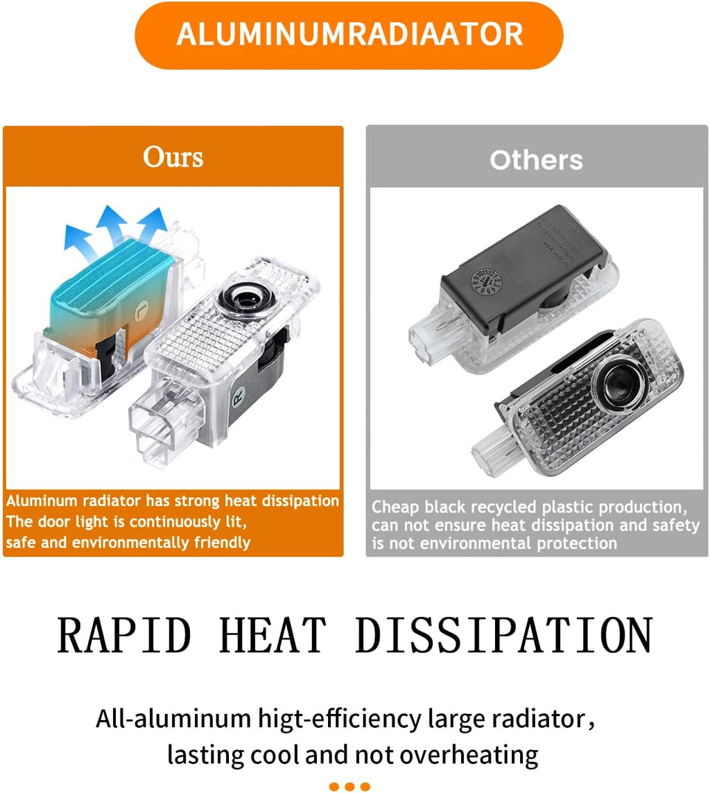 2Pcs Never Fade LED Door Light Logo Projection, Ghost Shadow Puddle Light Compatible for A3/A4/A5/A6/A7/A8/Q3/Q5/Q7/R8/TT/RS/S3/S4/S5/S6 Accessories (4 Rings)
