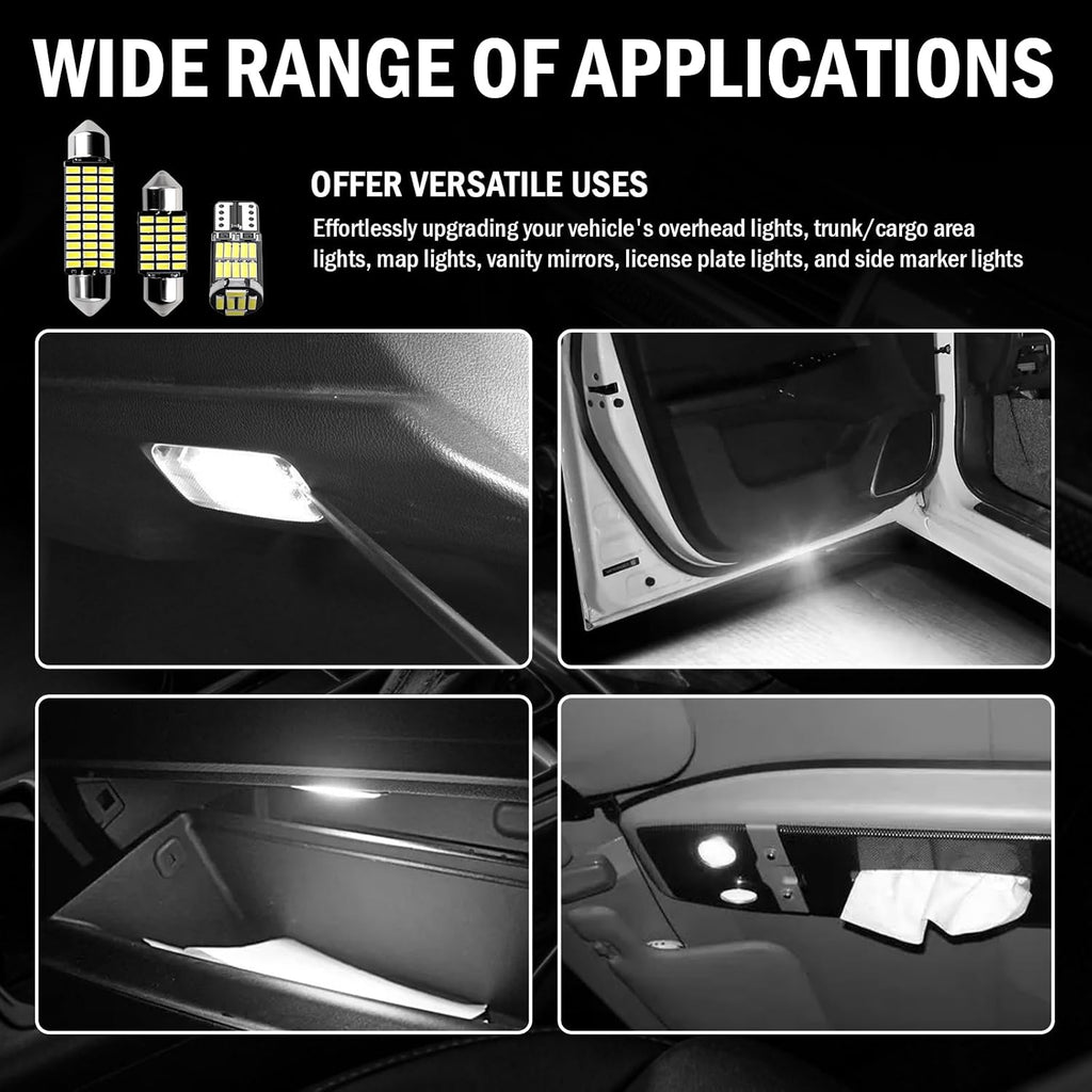24PCS LED Interior Car Lights Kit,T10/31mm/41mm Car LED Lights Interior Replacement for Map Dome Door Trunk Light,Universal LEDs Light for Cars Interiors Fit for Most Cars/SUVs