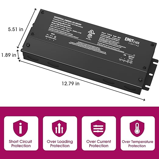 EMITEVER 384W Dimmable LED Driver, 24V 5-in-1 Dimmable Power Supply, 4-Channels - Image 3