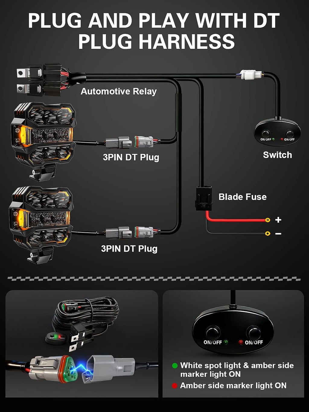 audexen 4.5 inch led pods lights 110w, close-up detail