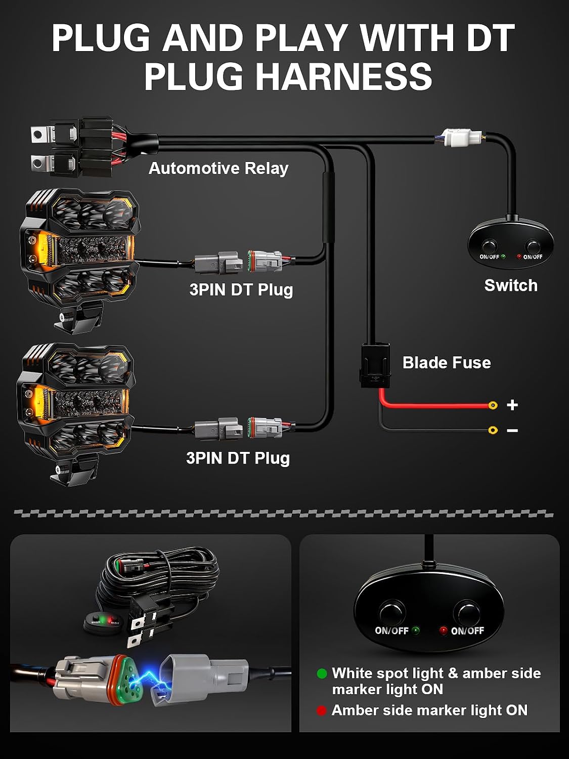 audexen 4.5 inch led pods lights 110w, close-up detail