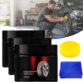 Instant Tire Shine and Protector Wax Kit, 3-in-1 Tire Renovator and Brightener, Deep Black Gloss Finish with UV Protection, Long-Lasting Tire Dressing for Cars, Trucks, Motorcycles (3pcs)