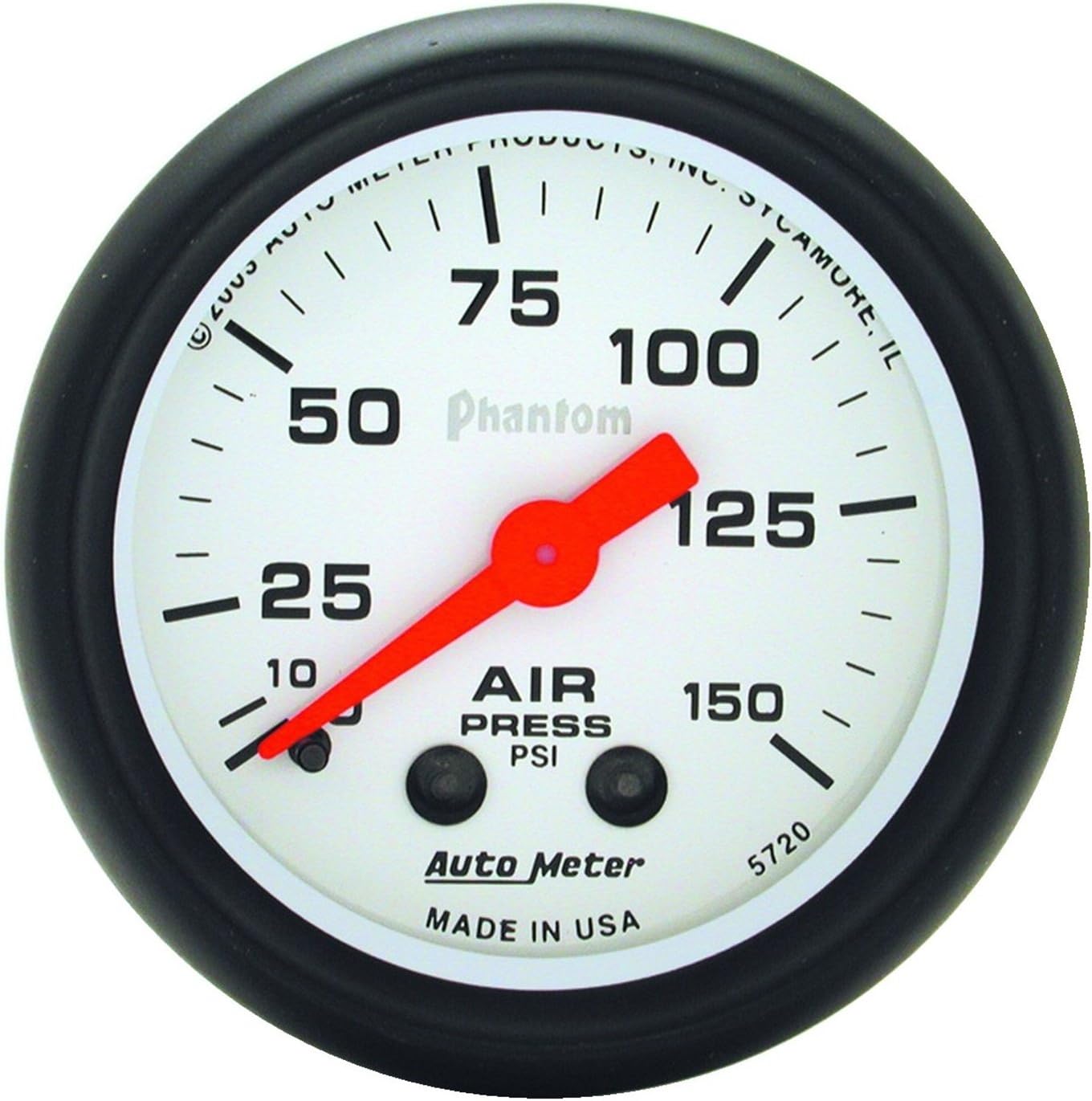 Auto Meter 5720 Phantom Mechanical Air Pressure Gauge Regular, Air Pressure - 2 1/16"