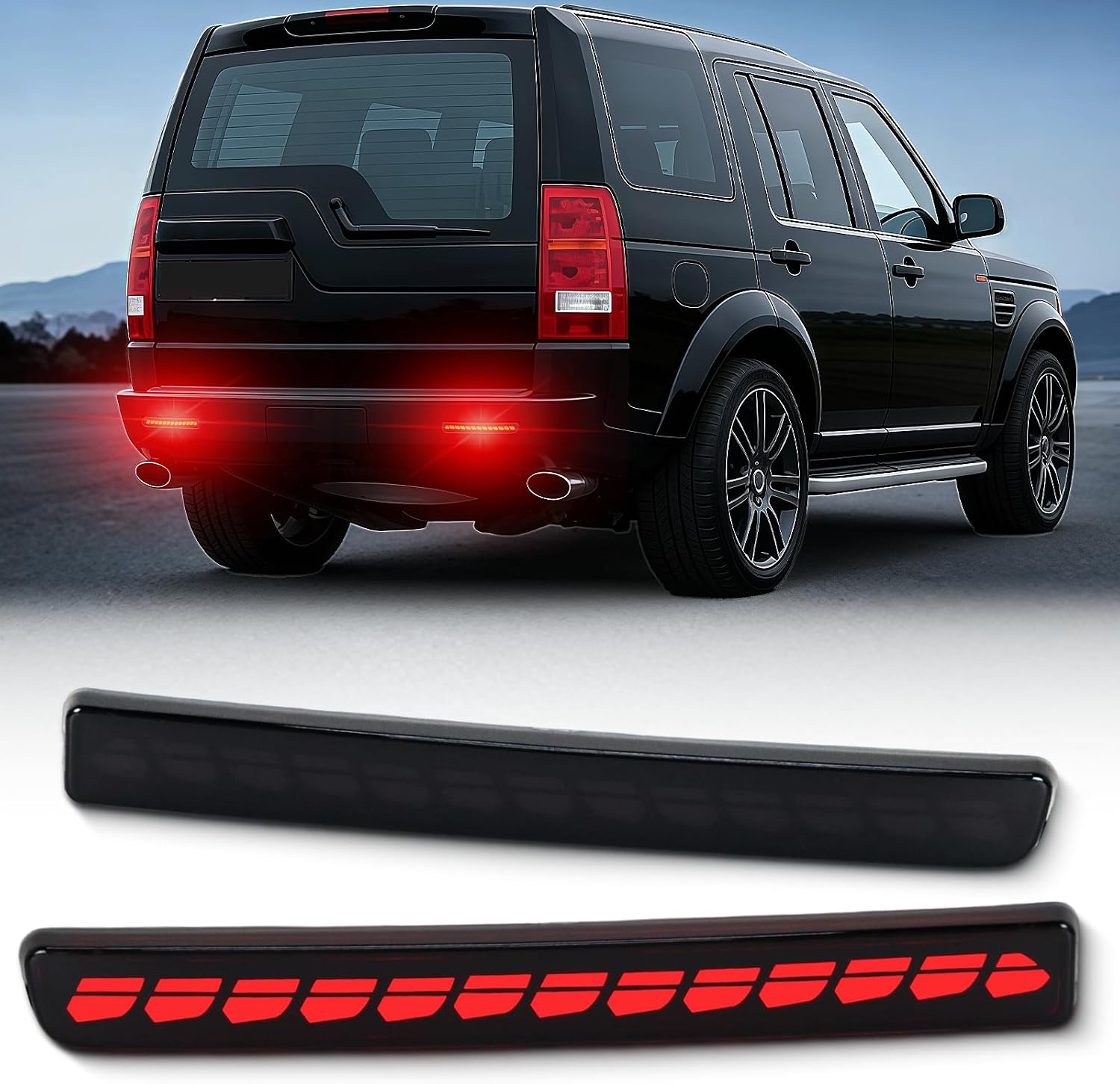 LED Rear Bumper Reflector Light Kit for 2005-2009 Land Rover LR3 Discovery 3, 2010-2016 LR4 Discovery 4, 2010-2013 Range Rover Sport, DRL & Turn Signal Light Tail Brake Fog Lamp (Smoked)