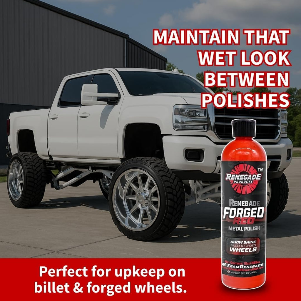 Renegade Products USA - Forged Red - Forged Metal Polish for Billet Wheels & Soft Aluminum, Soft Metal & Forged Wheel Polish, Billet Aluminum Cleaner & Polish, 12oz.