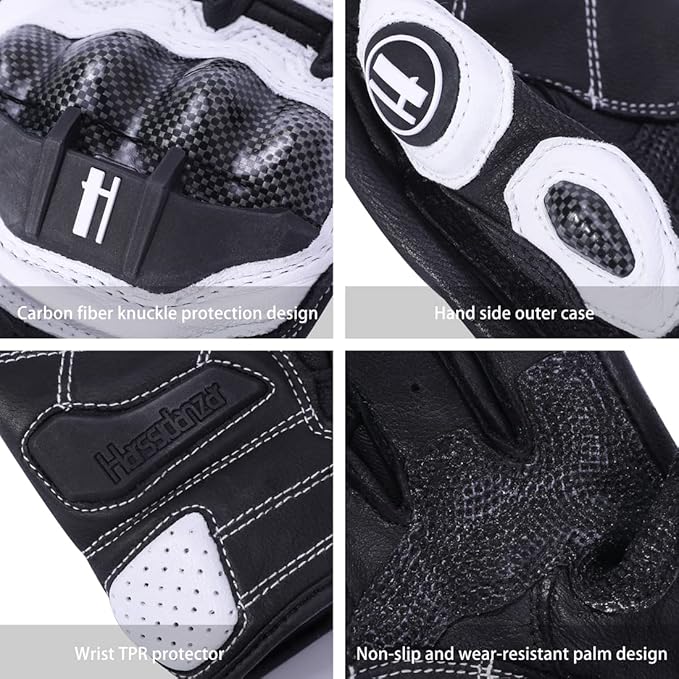 Harssidanzar Breathable Leather Motorcycle Gloves Touchscreen - Image 3