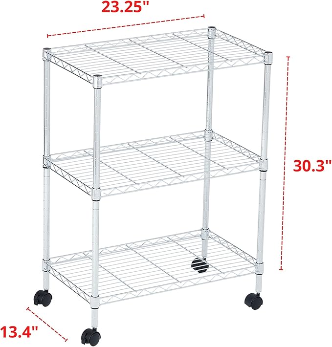 3 Tier Wire Shelving Unit Storage Rack, Metal Heavy Duty Utility Organizers - Image 3