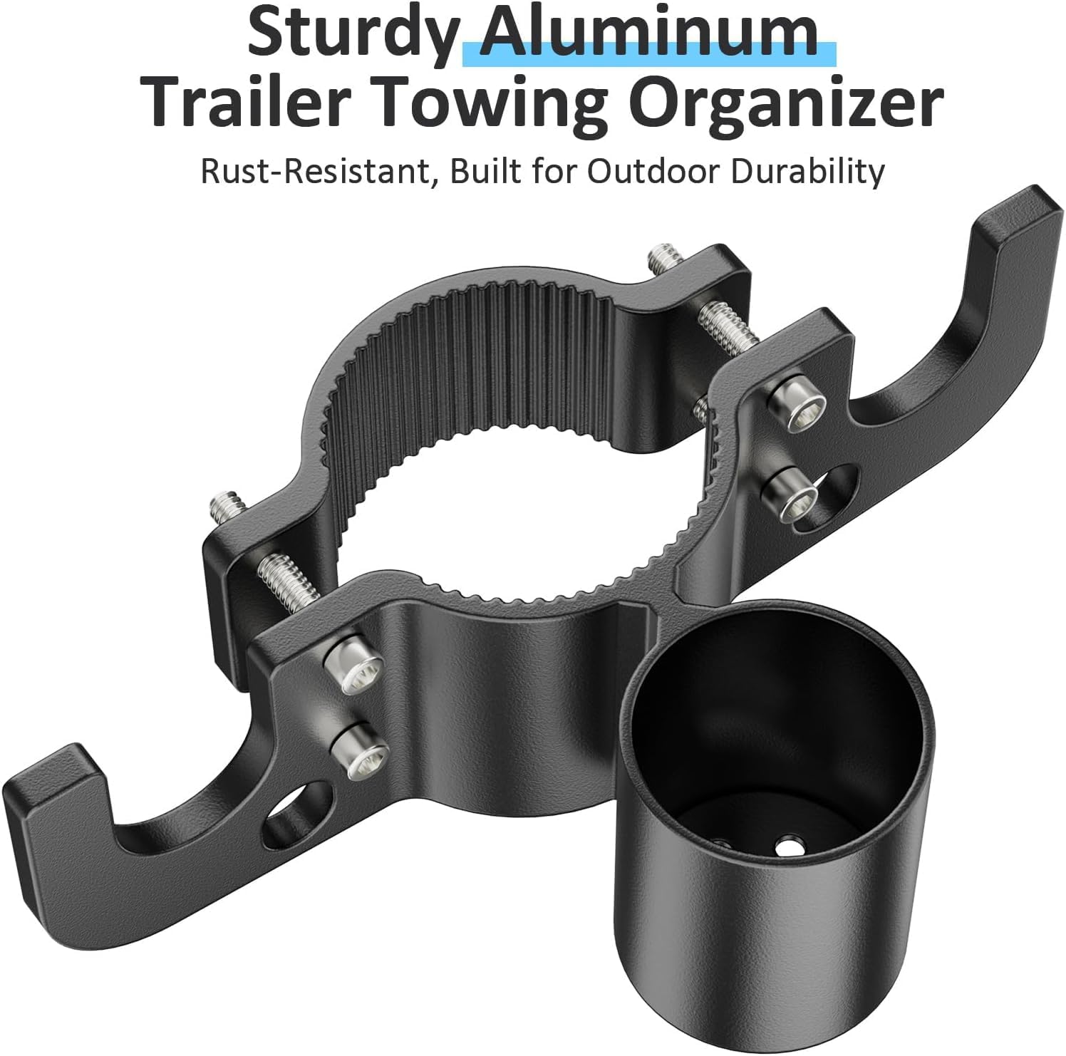 2026 NEW Aluminum Trailer Chain Holder, Heavy Duty Towing Chain Organizer with 7-Way RV Plug Holder Cover,Camper Trailer Towing Accessories-1PCS Set