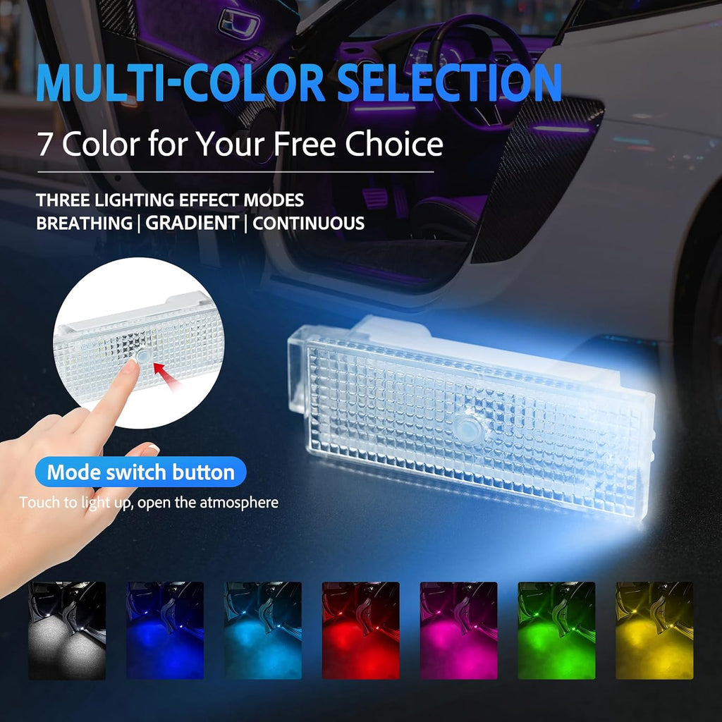 SANRILY 2Pcs Car Door Welcome Lights Fit for BMW F01 F03 F10 E60 E84 G30 M3 M5 X3 X4 5 6 7 Series Wireless Car Door Step Led Welcome Lights Shadow Lights (7 Color Lights)
