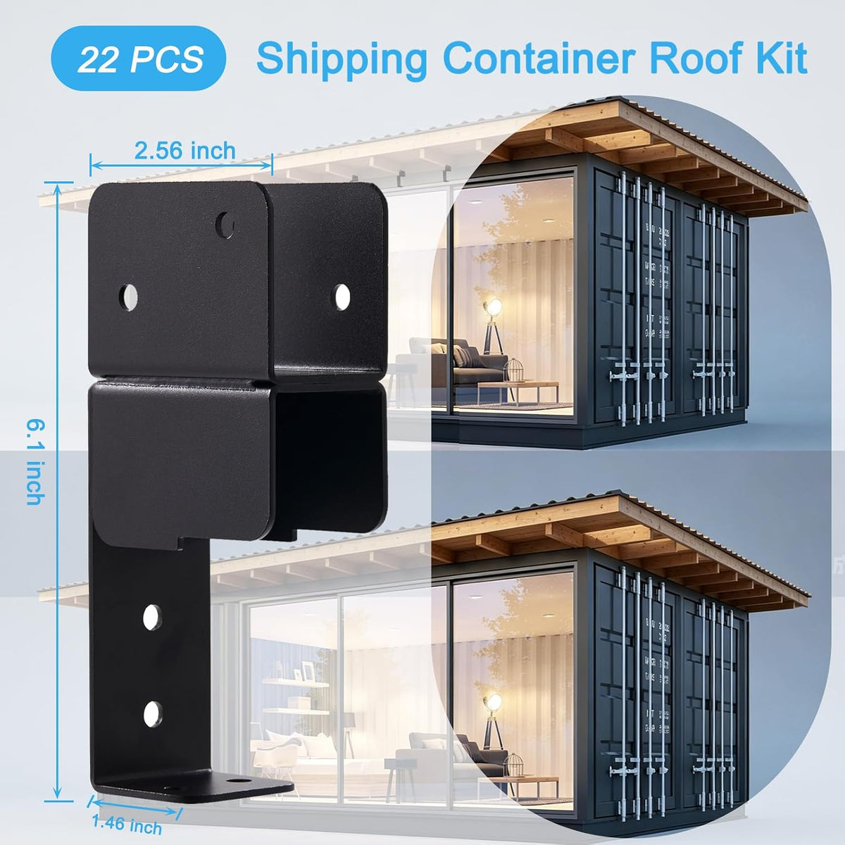 20 foot shipping container roof brackets fits，wood truss shown in use
