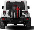 Patriotic Christian American Flag Cross Spare Tire Cover with Backup Camera Hole Waterproof Dust-Proof UV Sun Wheel Covers for RV Trailer RV SUV Truck and Many Vehicle 18inch