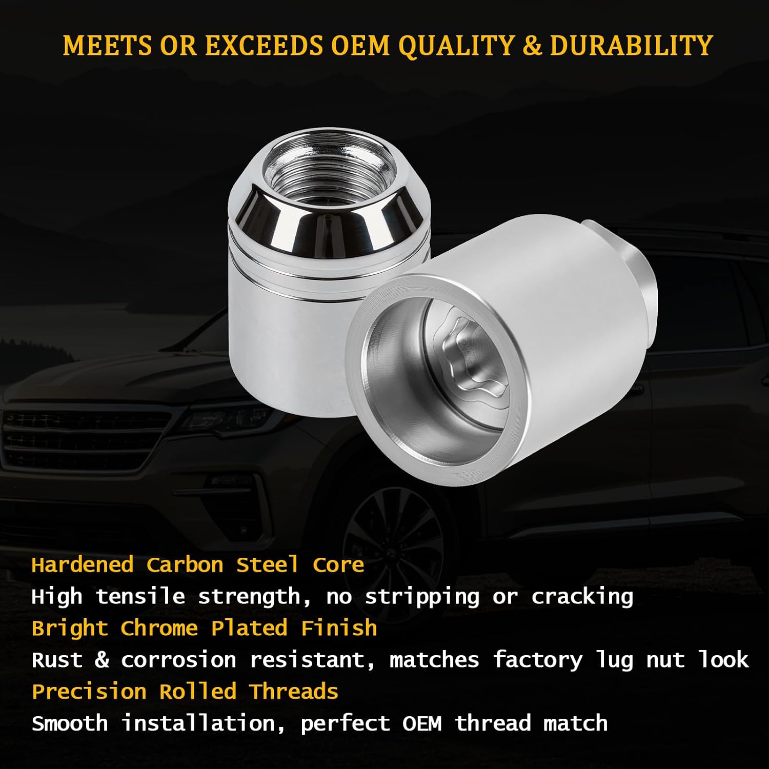 B321SFL001 5Pcs Anti-Theft Wheel Lock Lug Nut Set with Matching Key Socket Compatible with Subaru Vehicle 1990-2026 Forester Outback WRX BRZ Crosstrek Ascent Impreza Alloy Wheels, Chrome Finish