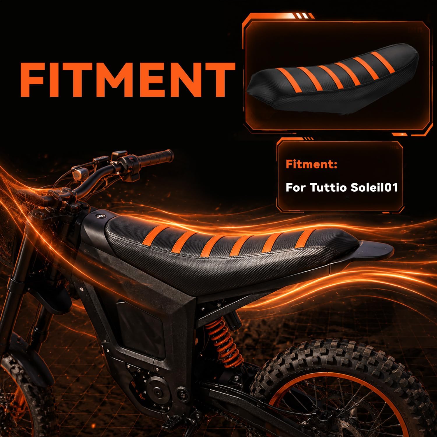 CHANGCHENG Electric Dirt Bike Seat Cover for Tutti Soleil 01,Waterproof Non-Slip Seat Cushion Cover for E Bike Tuttio Soleil01-Orange Stripe