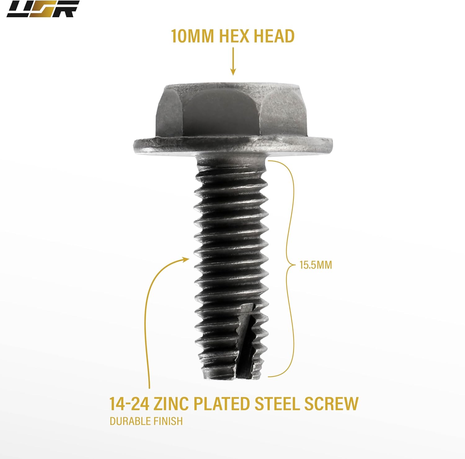 USR 87-06 CJ/TJ/YJ Rear Tail Light OE Replacement Screw J4000318 – Steel Zinc Plated Bolt (3 Pieces) Set - Compatible with 1987-2006 Jeep Wrangler (14-24 THREAD SCREW w/LOCK WASHER)