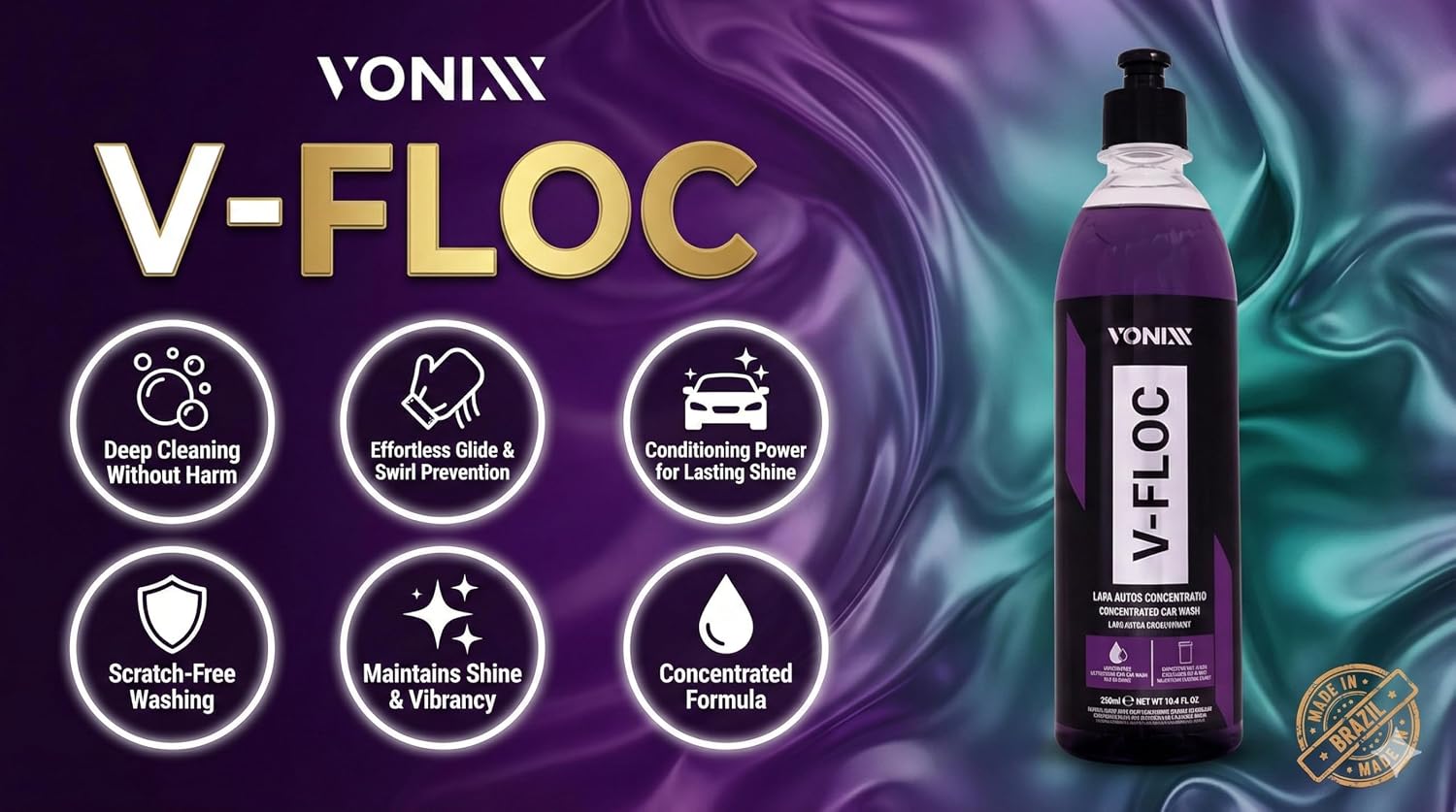 Vonixx V-Floc Concentrated Car Wash Soap - Ph-neutral - 1:400 dilution - 16.9 fl oz (500ml)
