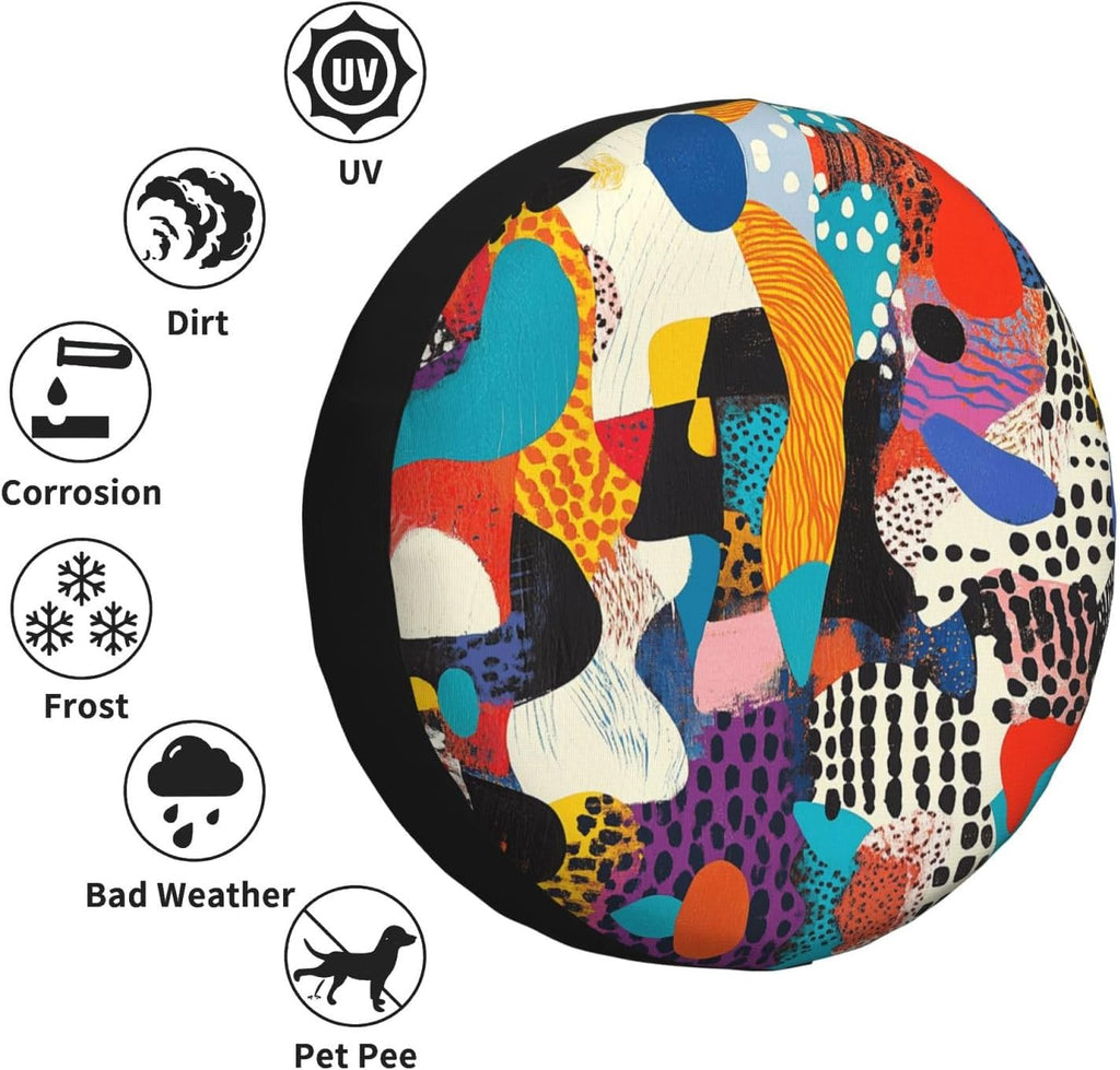Abstract Graffiti Print Universal Spare Tire Cover for RV, Jeep | Wheel Protector Fits Rv, Trailer, Jeep, Shield Tires From Sun, Dirt And Rain For Outdoor Storage