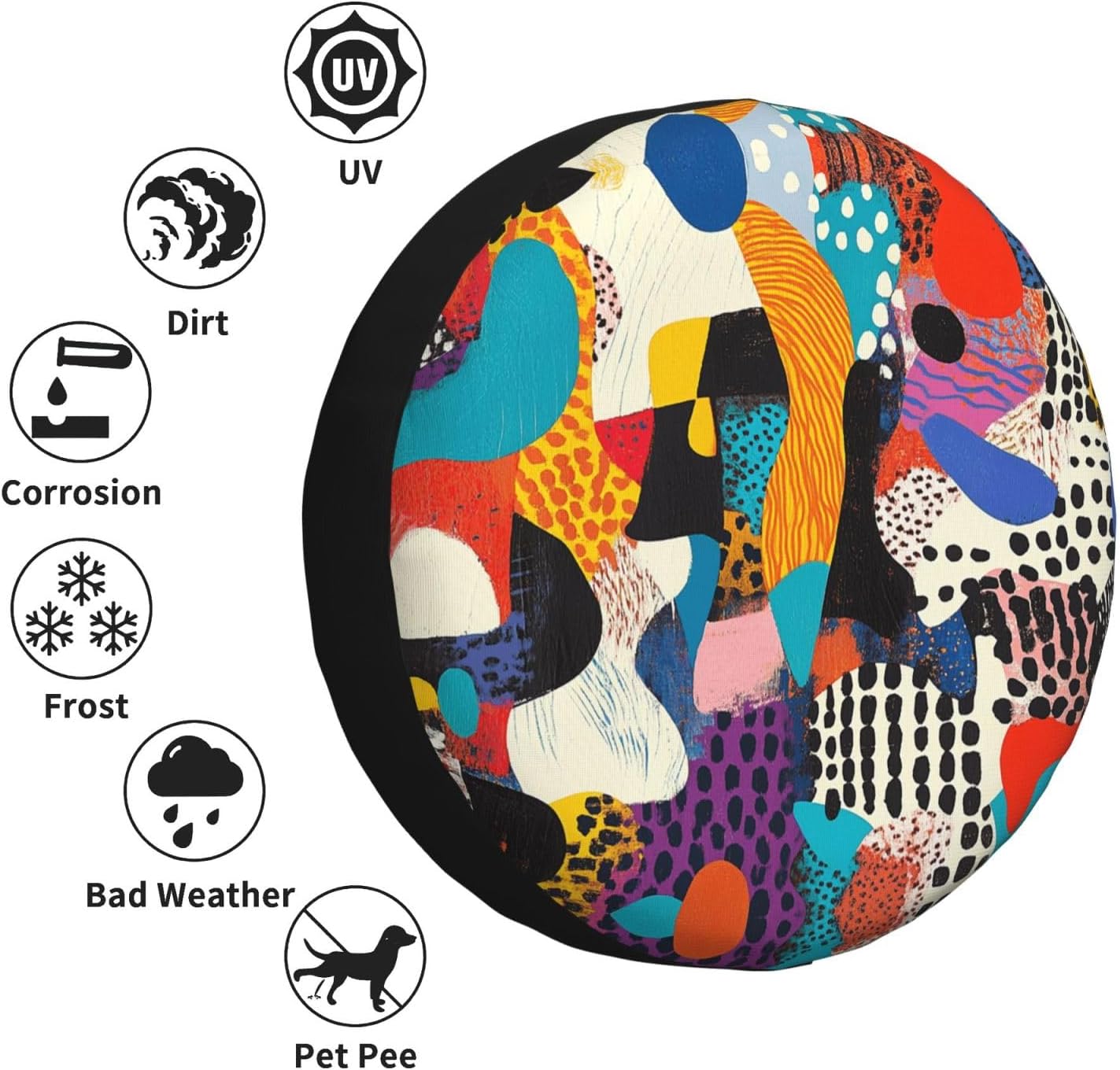 Abstract Graffiti Print Universal Spare Tire Cover for RV, Jeep | Wheel Protector Fits Rv, Trailer, Jeep, Shield Tires From Sun, Dirt And Rain For Outdoor Storage