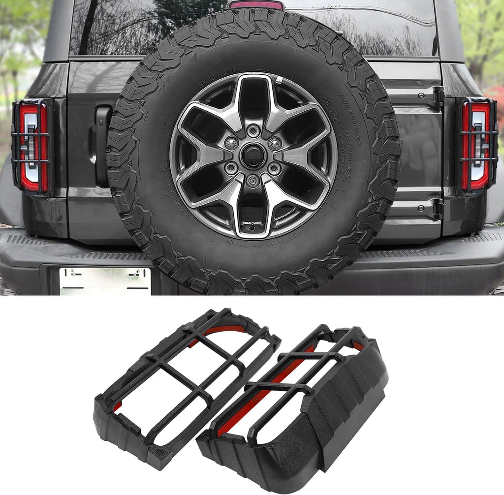 Tail Light Cover Compatible with 2021-2026 Ford Bronco Badlands, Outer Banks, Wildtrak, Heritage Limited Edition, Everglades 2/4 Doors(Only LED Light), Rear Lamp Guard Protector Exterior Accessories