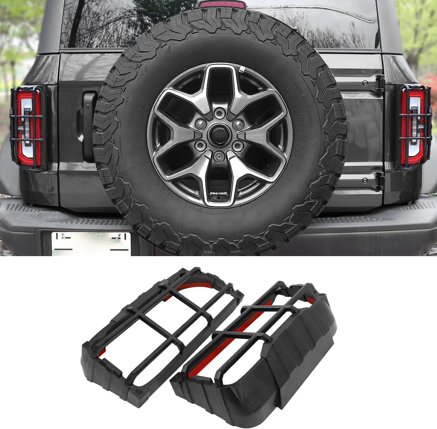 Tail Light Cover Compatible with 2021-2026 Ford Bronco Badlands, Outer Banks, Wildtrak, Heritage Limited Edition, Everglades 2/4 Doors(Only LED Light), Rear Lamp Guard Protector Exterior Accessories