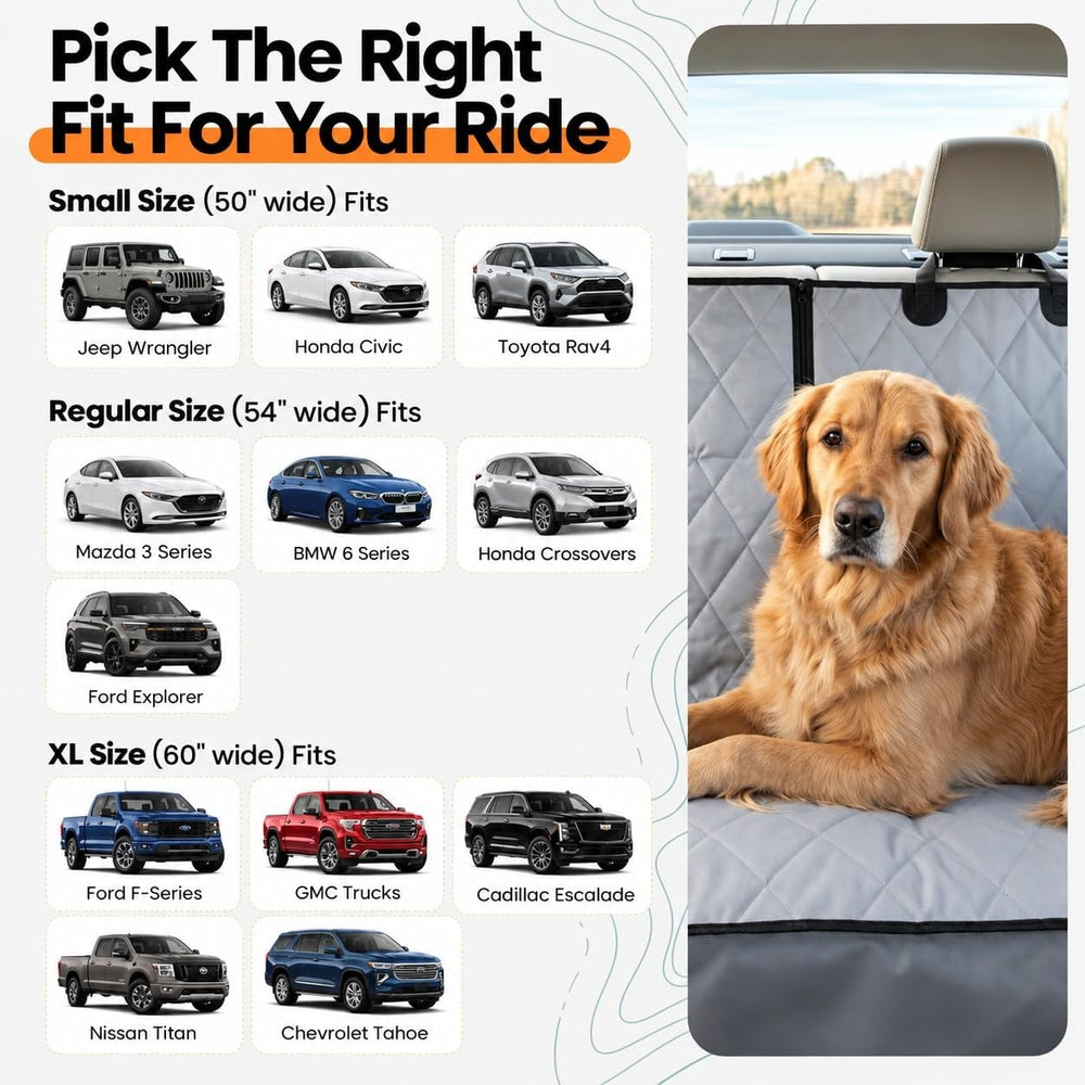 4Knines Dog Rear Seat Cover for Fold Down Seats - Fitted, Tan Regular