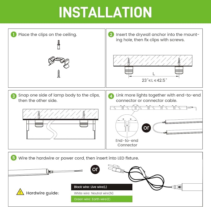 Pak 4FT LED Shop Lights, 2300LM 6500K Cool White, 20W Energy Efficient Linkable - Image 8
