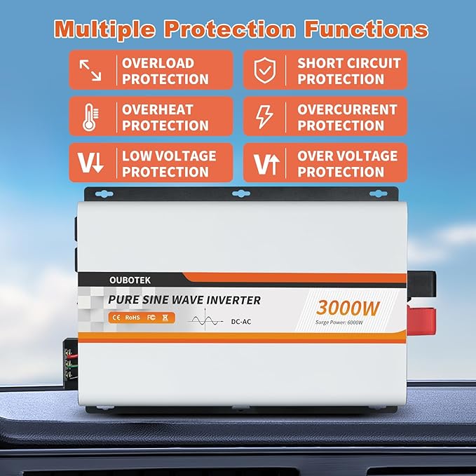 3000 Watt Pure Sine Wave Inverter 24V DC to 120V AC Converter - Image 3