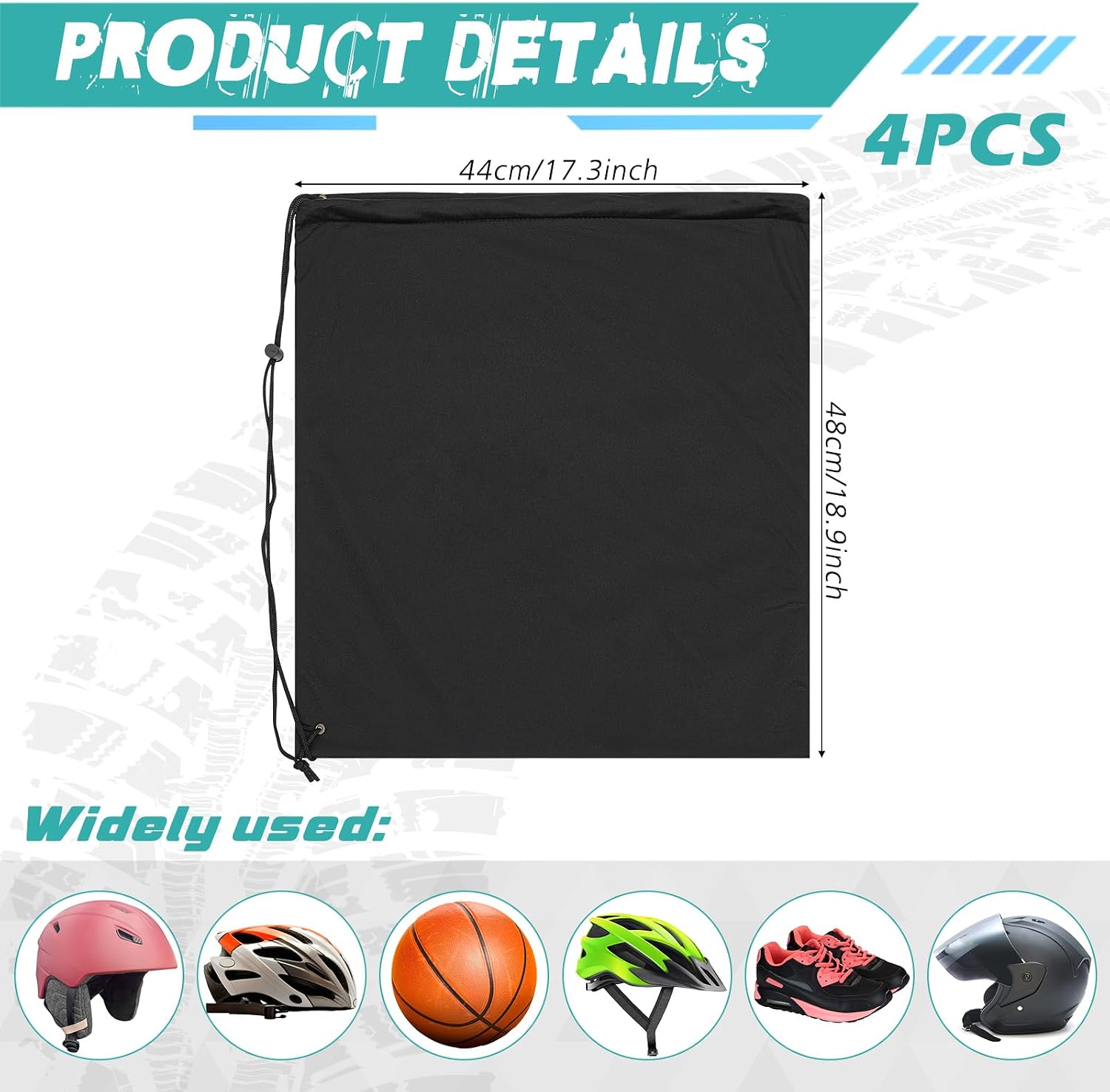 4 Pcs Motorcycle Helmet Bags, Welding Hood Bag with Drawstring Locking, Large Lightweight Microfiber for Motorcycle Sports Riding Travel Bicycle Snowmobile Helmet Storage, Black