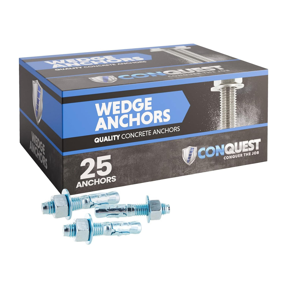 conquest zinc plated wedge anchors for concrete 5/8”, main product view