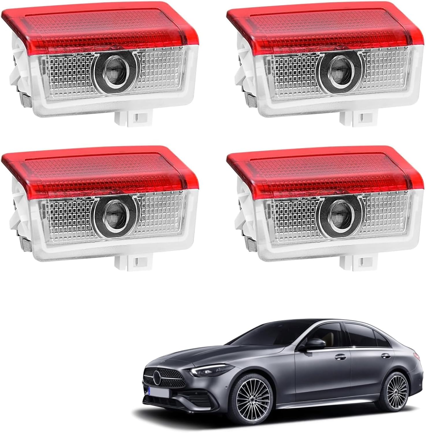 4 Pack Car Door Lights Logo Projector - 4K HD Puddle Lights for A/B/C/E/S/CLA/CLS/GLA/GLB/GLC/GLE/GLS/G/SL-Class/AMG GT 4-Door/V-Class/Metris Series