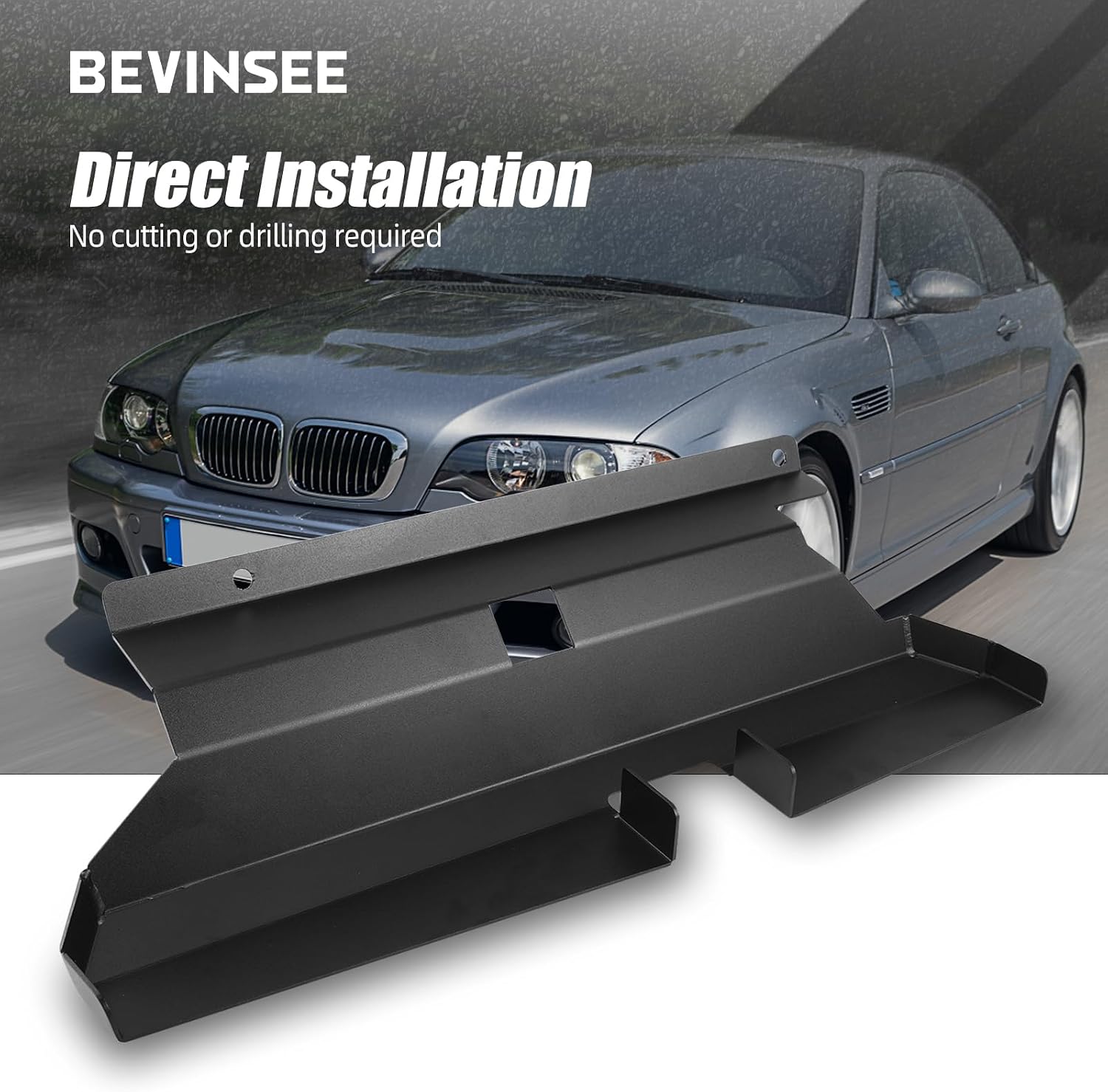 Bevinsee Cold Aire Intake Scoop Compatible with E46 320i 323i 325i 328i 330i M52TU M54 Engine Black Aluminum