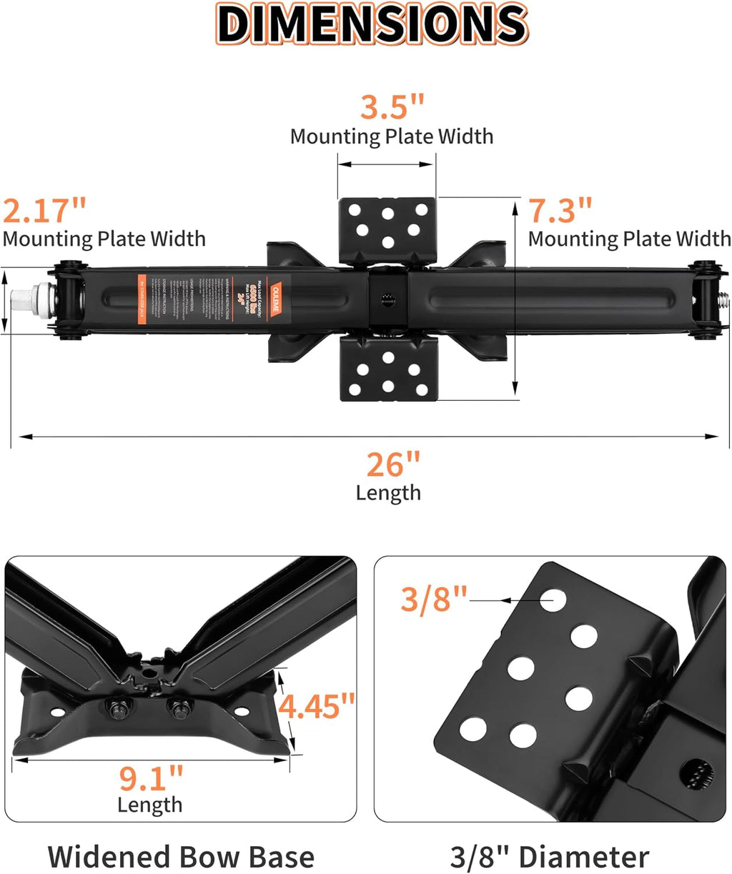 OULEME 24" RV Camper Scissor Jack, 6500 lbs Travel Trailer Leveling Stabilizer with Crank Handle & Drill Socket - Set of 4